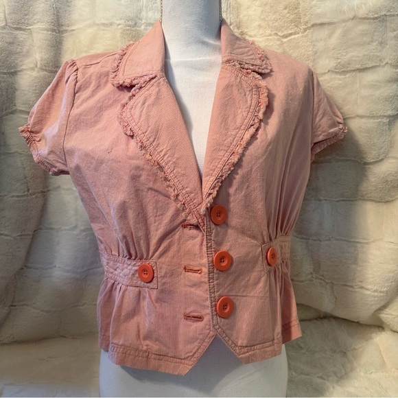 Wear it Declare it Jackets & Blazers - Wear it Declare it Short Sleeve Jacket. Size XL.  Pink/ White Striped. New